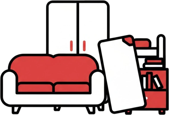 Sofa, wardrobe and mattress icon for old furniture and bulky item removal